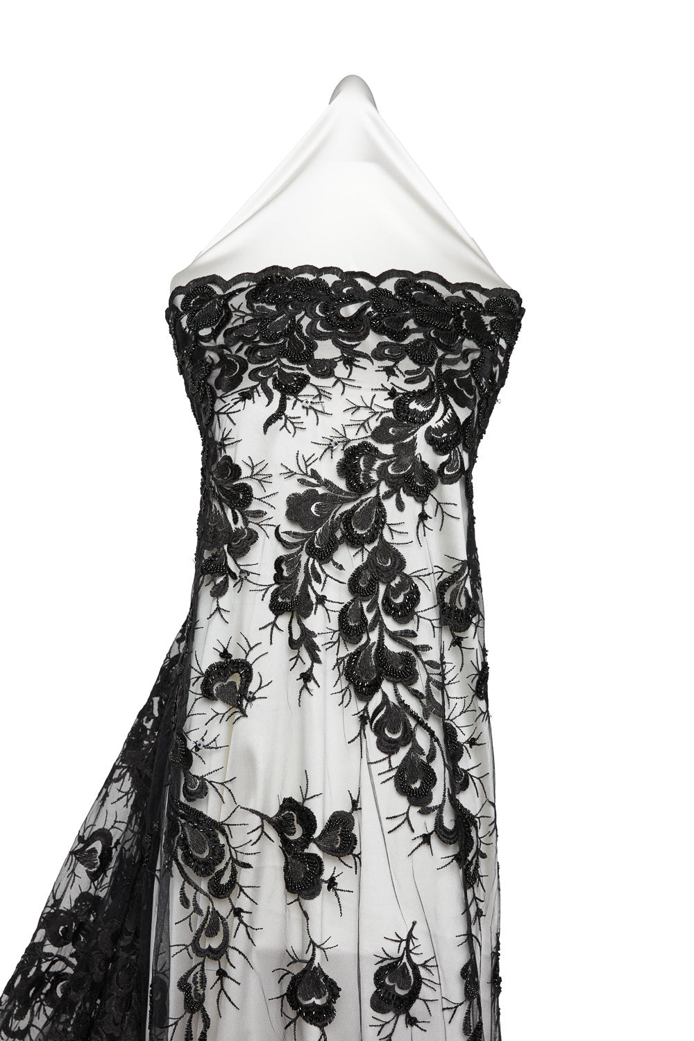 1 Yard 100% Polyester, 50/52" Wide Luxury Embroidered Tulle Lace with Beads & Sequins