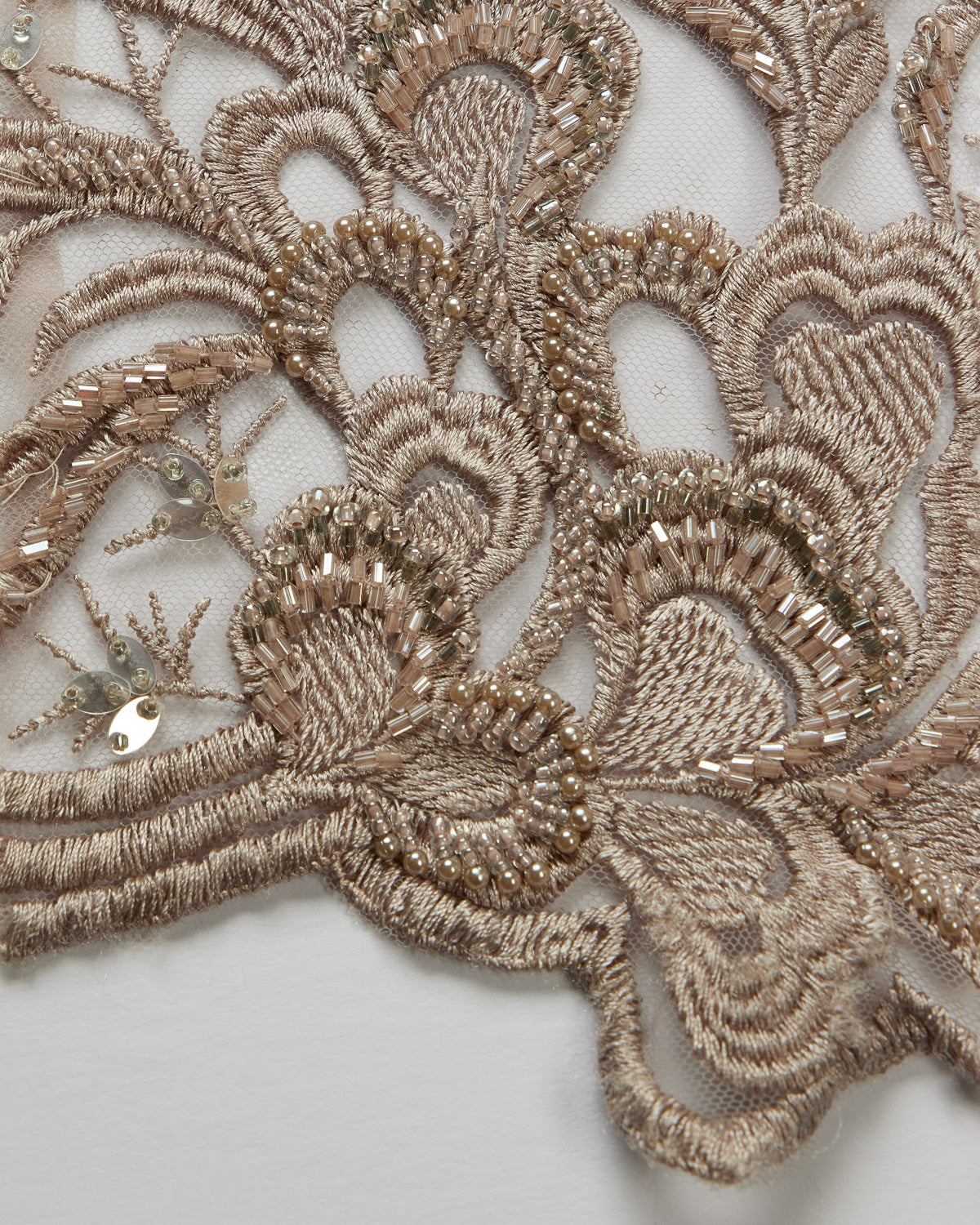 1 Yard Tulle Lace Fabric Embroidered with Beads & Sequins 50/52" Wide 100% Polyester for Bridal & Evening Wear