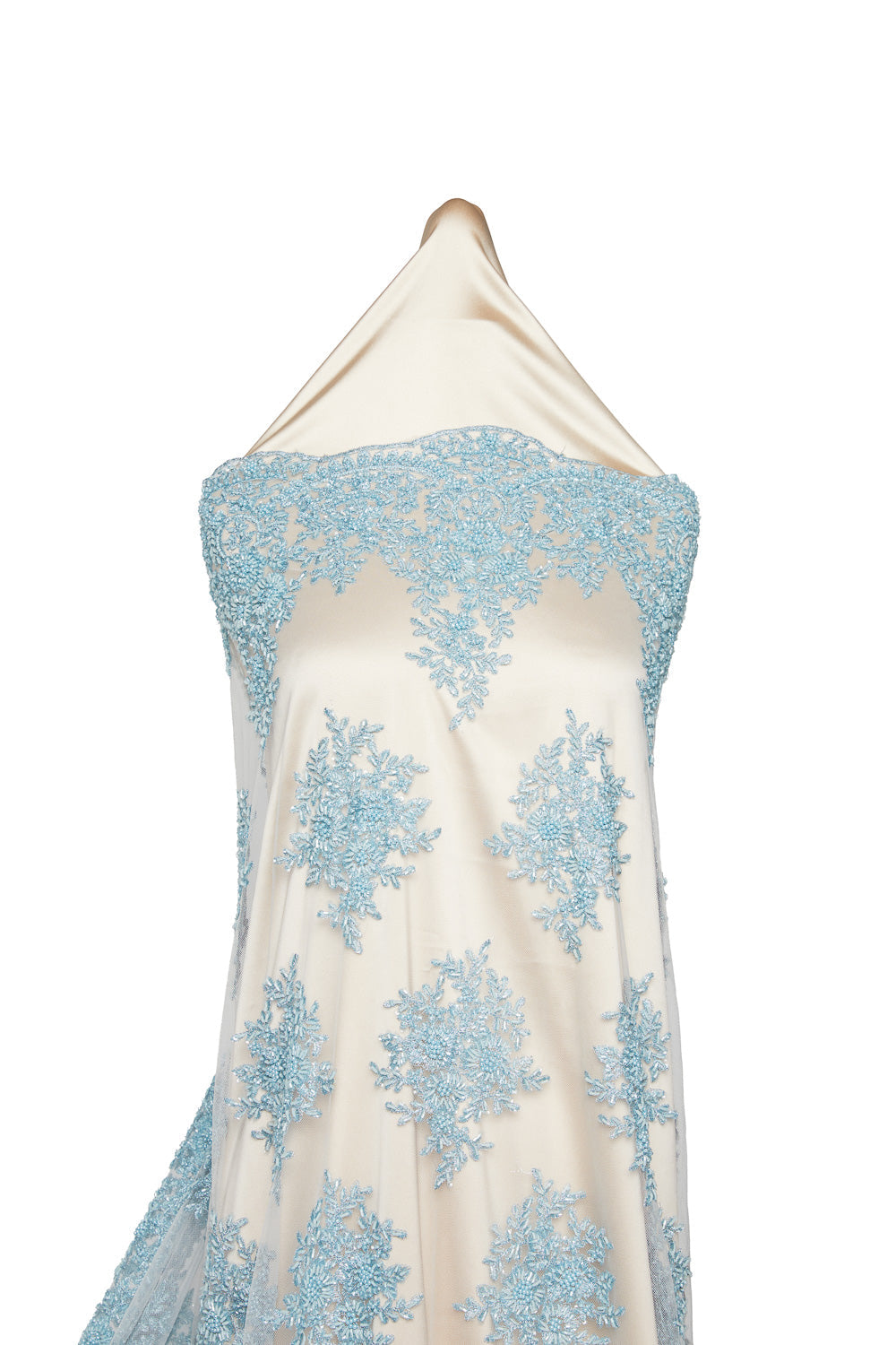 1 Yard Metallic Tulle Lace Fabric Embroidered with Beads & Sequins 50/52" Wide 100% Polyester