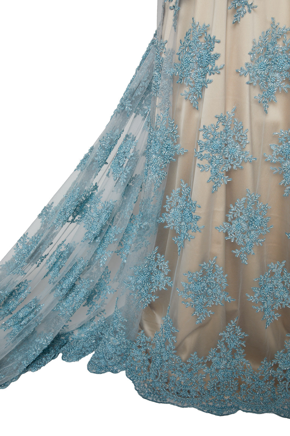 1 Yard Metallic Tulle Lace Fabric Embroidered with Beads & Sequins 50/52" Wide 100% Polyester