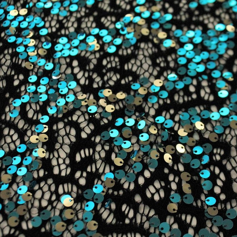 1 Yard Tango Stretch Lace Sequin Fabric 54" Wide, 235 GSM