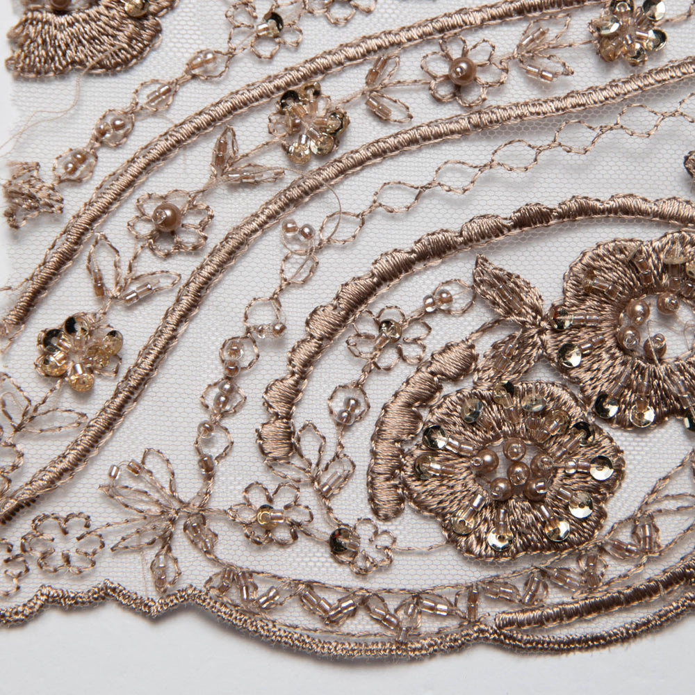 1 Yard Embroidered Tulle Lace Fabric with Elegant Intricate Design, 52" Wide