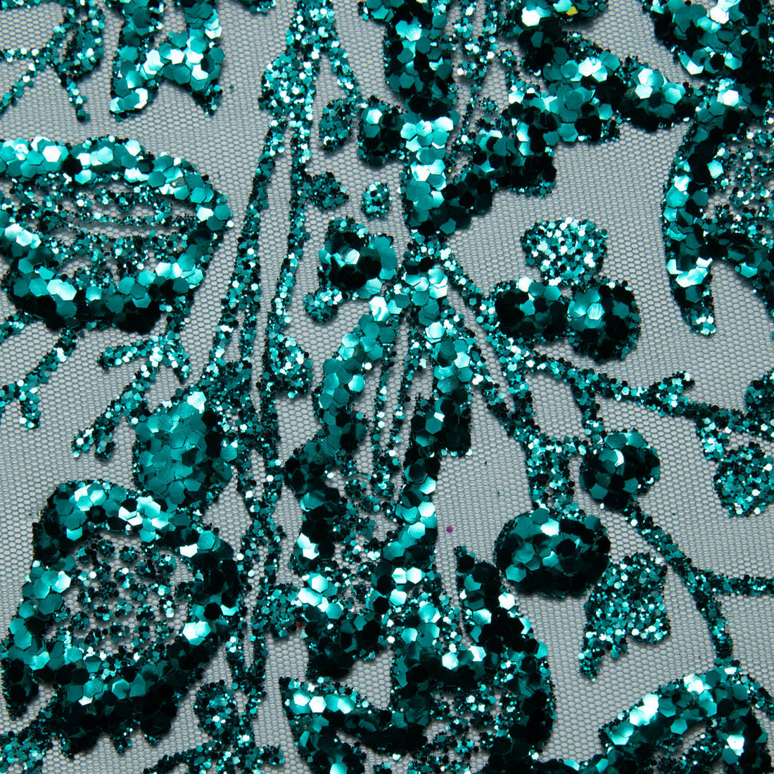 1 Yard Glitter Tulle Lace Fabric with Floral Pattern 58" Wide Mesh for Bridal, Gowns & Crafts