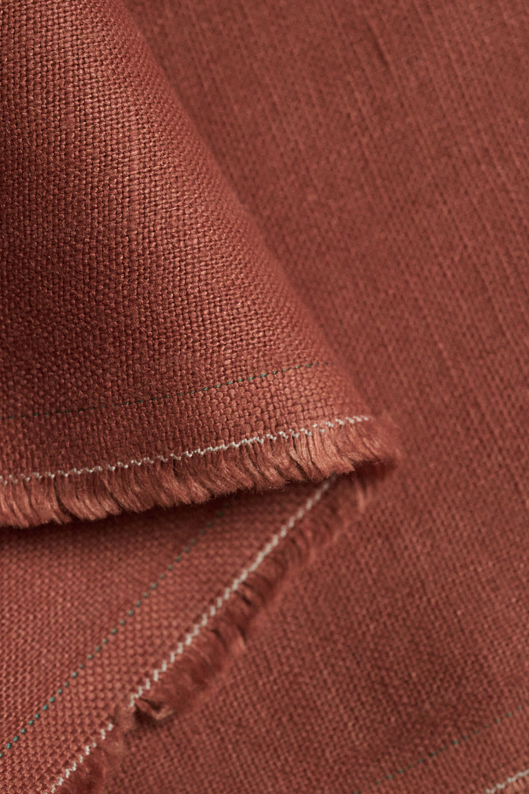 1 Yard Tomato Pure Linen Fabric 5.5 oz, Stone Washed Midweight 54 Inch Solid Weave