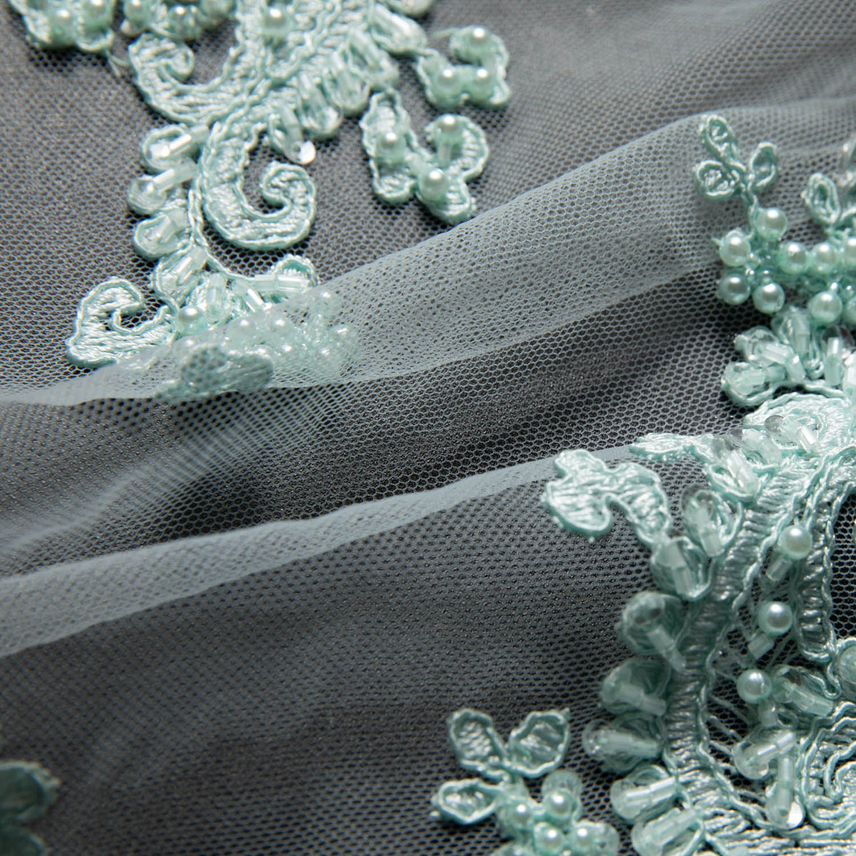 1 Yard Luxurious Embroidered Tulle Lace Fabric with Intricate Design 52" Wide