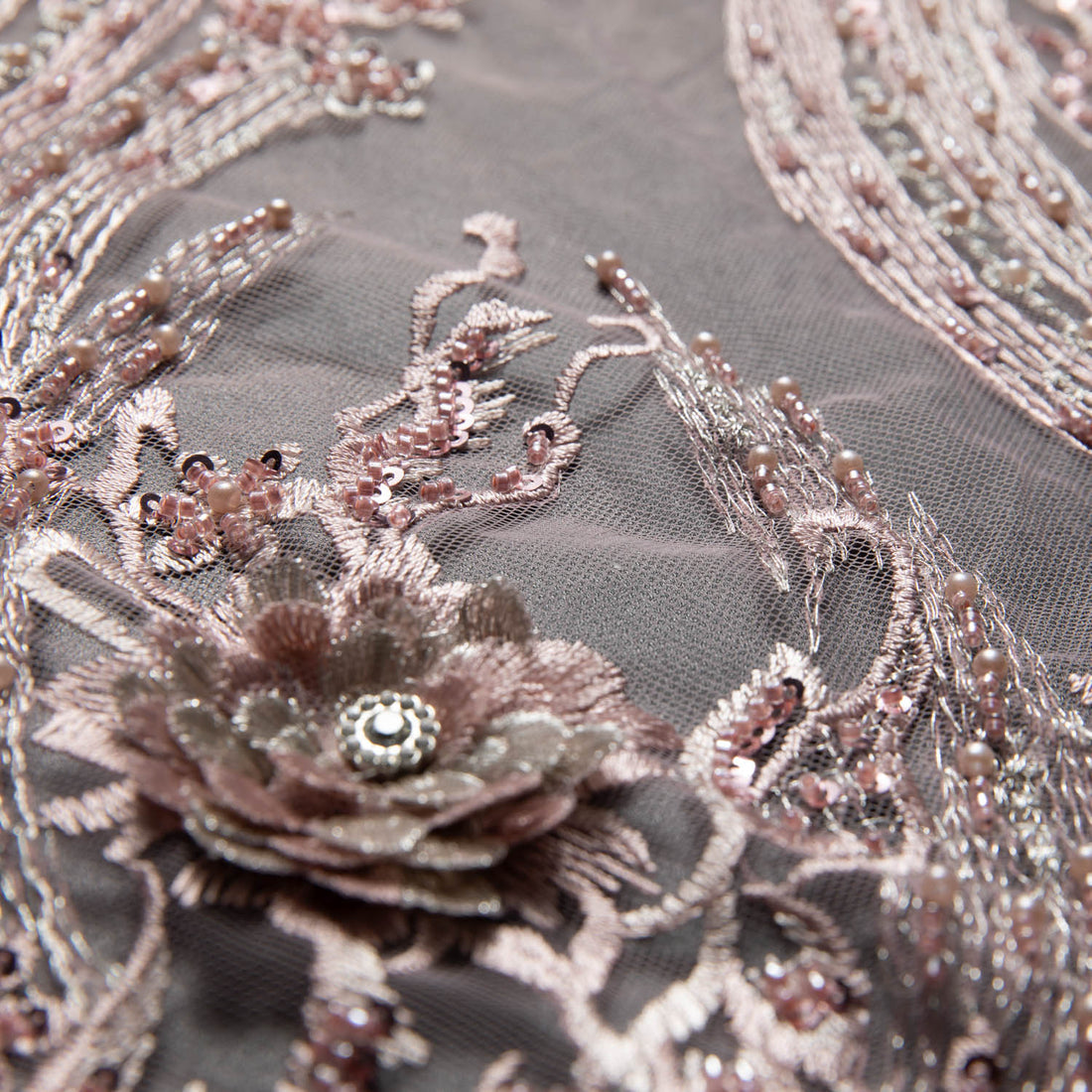 1 Yard 52" Wide Tulle Lace Fabric Featuring Stunning 3D Floral Embroidery Luxury Fabric