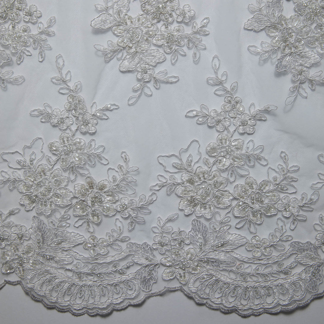 1 Yard Intricate Design Embroidered Tulle Lace Fabric 52" Wide Designer Textile