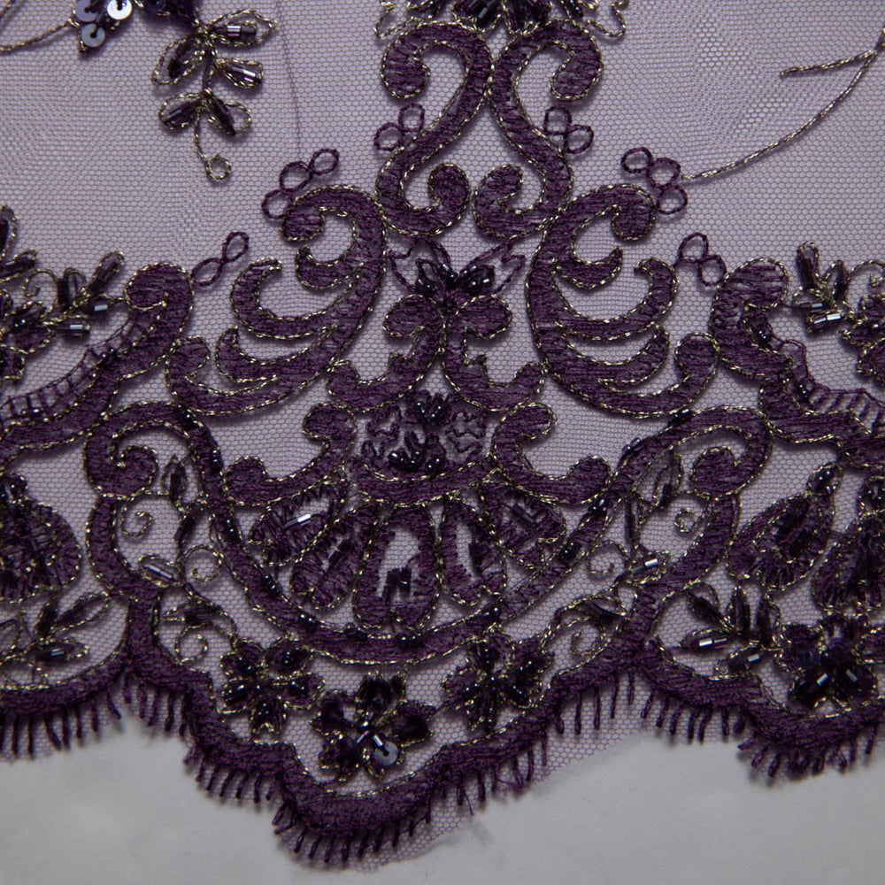 1 Yard Tulle Lace Fabric Embroidered Romantic Floral Pattern Polyester 52/54" Wide