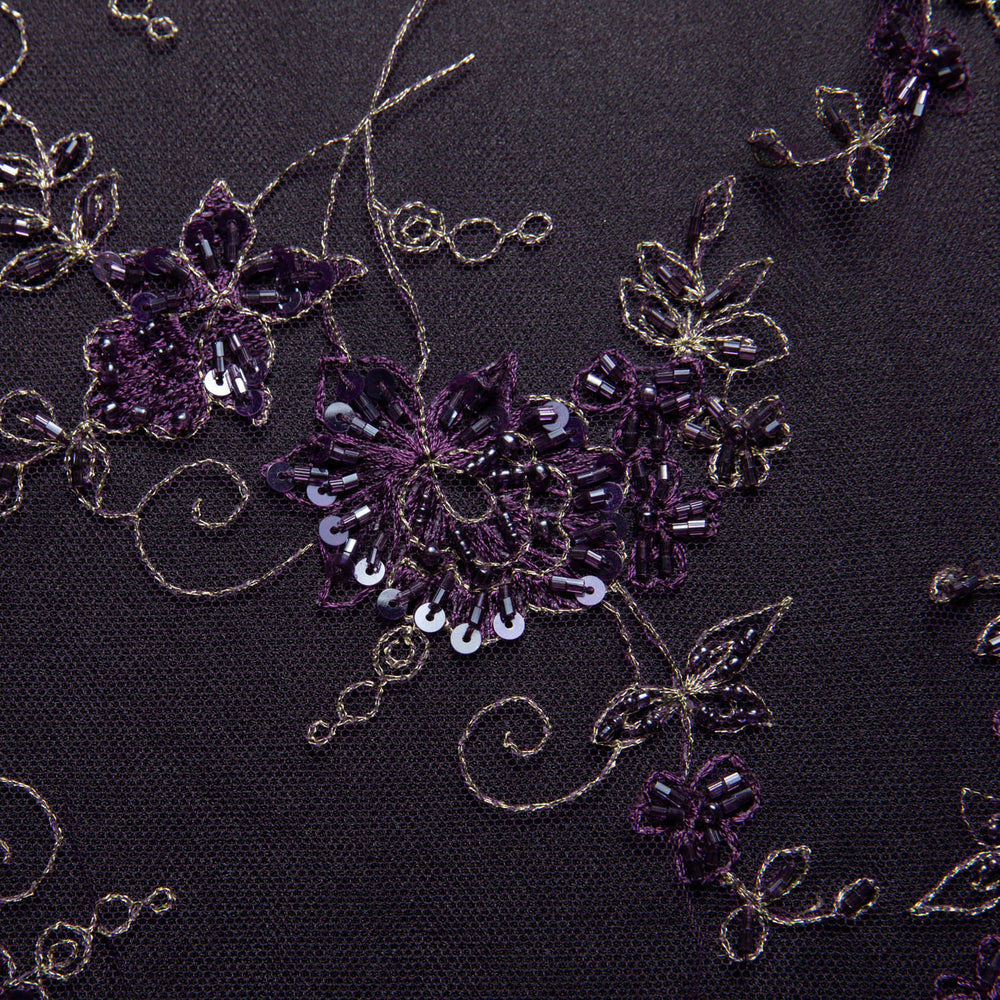 1 Yard Tulle Lace Fabric Embroidered Romantic Floral Pattern Polyester 52/54" Wide