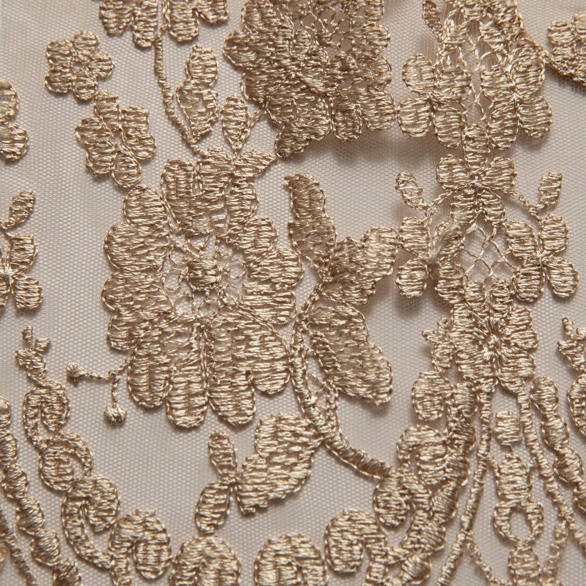 1 Yard Tulle Lace Fabric with Beautiful Intricate Embroidery, 52" Wide