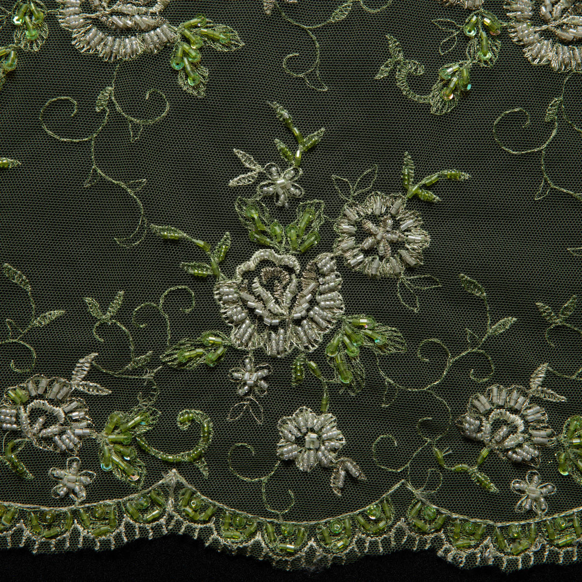 1 Yard Embroidered Tulle Lace Fabric 52" Wide, Intricate Elegant Design for Dressmaking & Decor