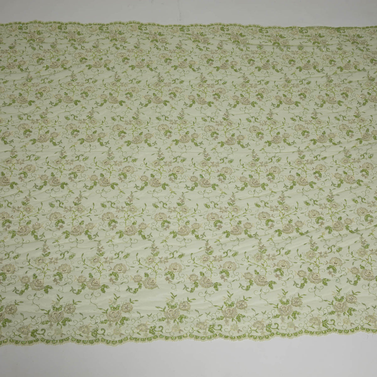 1 Yard Opulent Embroidered Tulle Lace Fabric with Lavish 3D Design 52" Wide