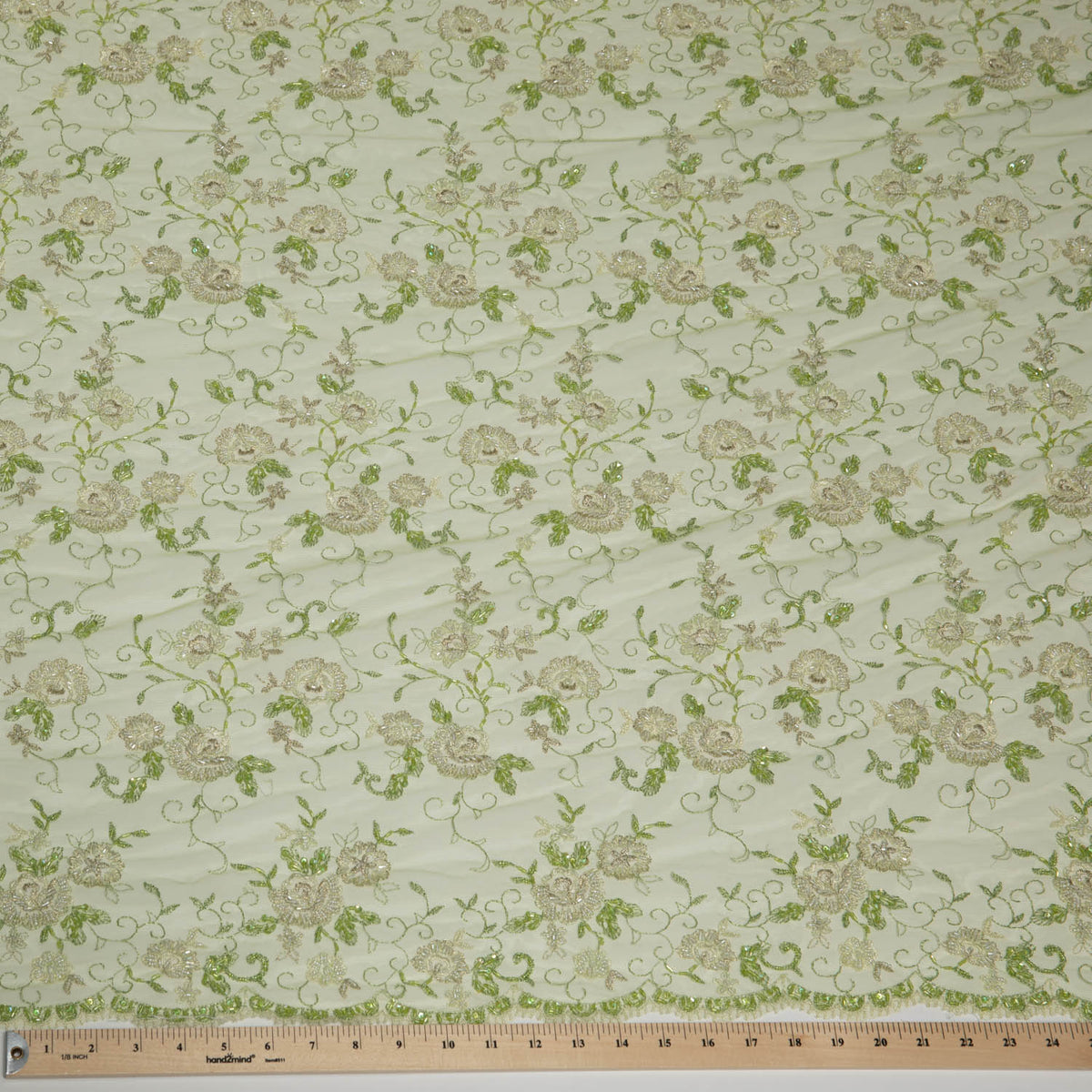 1 Yard Opulent Embroidered Tulle Lace Fabric with Lavish 3D Design 52" Wide