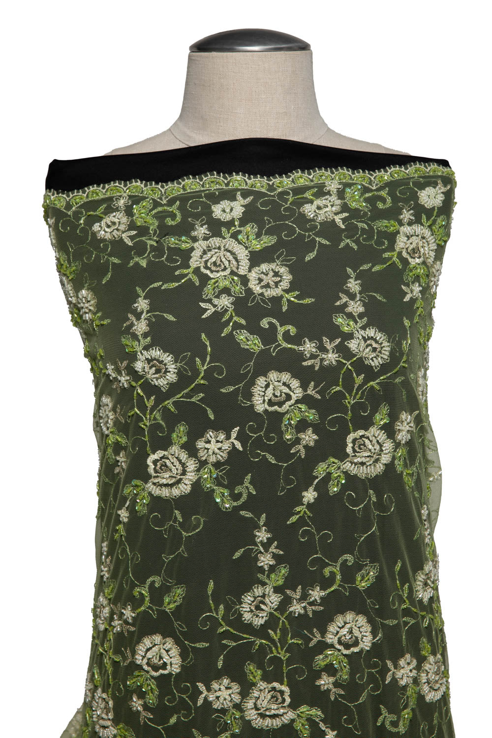 1 Yard Opulent Embroidered Tulle Lace Fabric with Lavish 3D Design 52" Wide