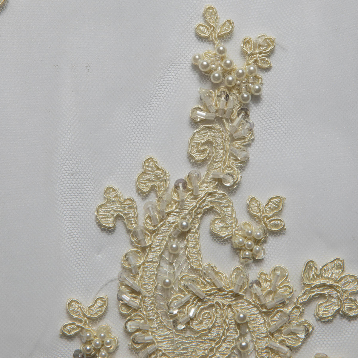 1 Yard Luxurious Embroidered Tulle Lace Fabric with Intricate Design 52" Wide