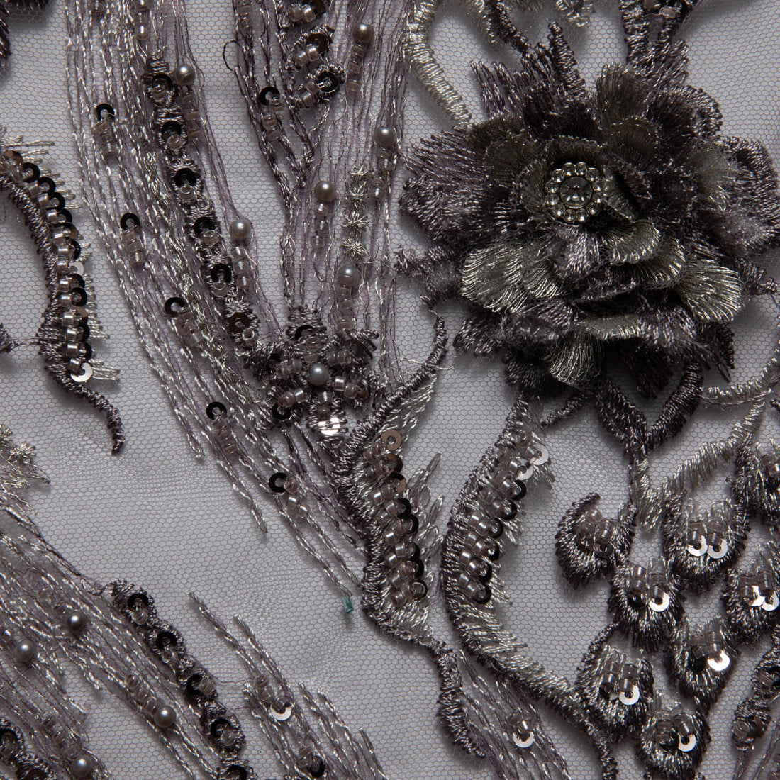 1 Yard 52" Wide Tulle Lace Fabric Featuring Stunning 3D Floral Embroidery Luxury Fabric