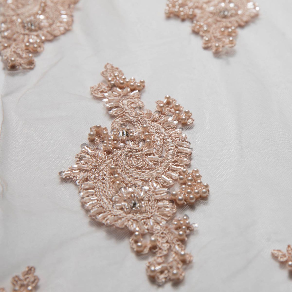 1 Yard Luxurious Embroidered Tulle Lace Fabric with Intricate Design 52" Wide