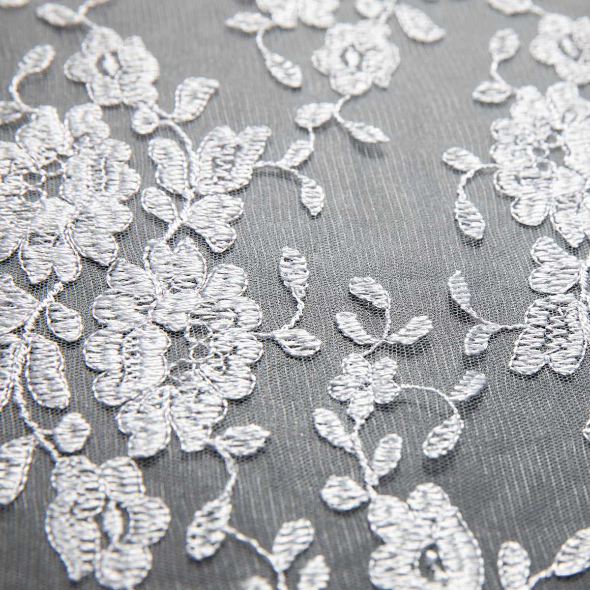 1 Yard Tulle Lace Fabric with Beautiful Intricate Embroidery, 52" Wide