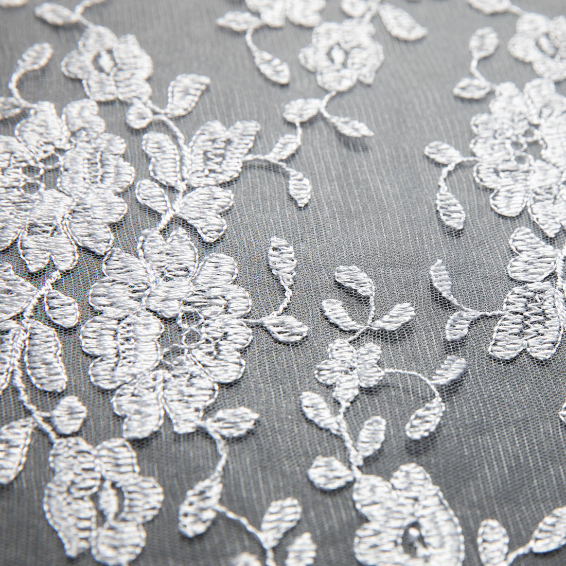 1 Yard Luxury Embroidered Tulle Lace with Fine Intricate Detailing – 52" Wide