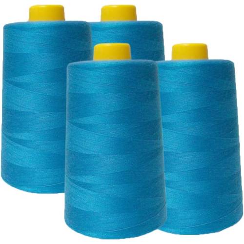 4 Pack of 6000 Yard Turquoise Spools Sewing Thread 24,000 Yards Total All Purpose