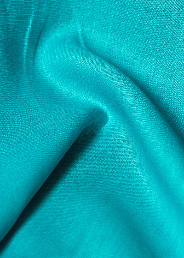 1 Yard Pure Linen Fabric Turquoise Midweight Solid 7 oz 56 Inches Wide