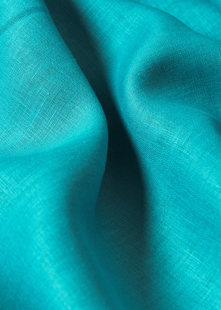 1 Yard Pure Linen Fabric Turquoise Midweight Solid 7 oz 56 Inches Wide