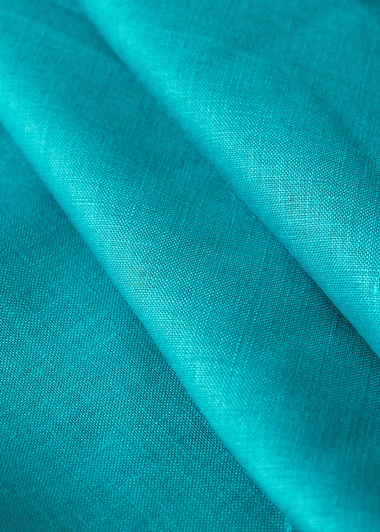 1 Yard Pure Linen Fabric Turquoise Midweight Solid 7 oz 56 Inches Wide
