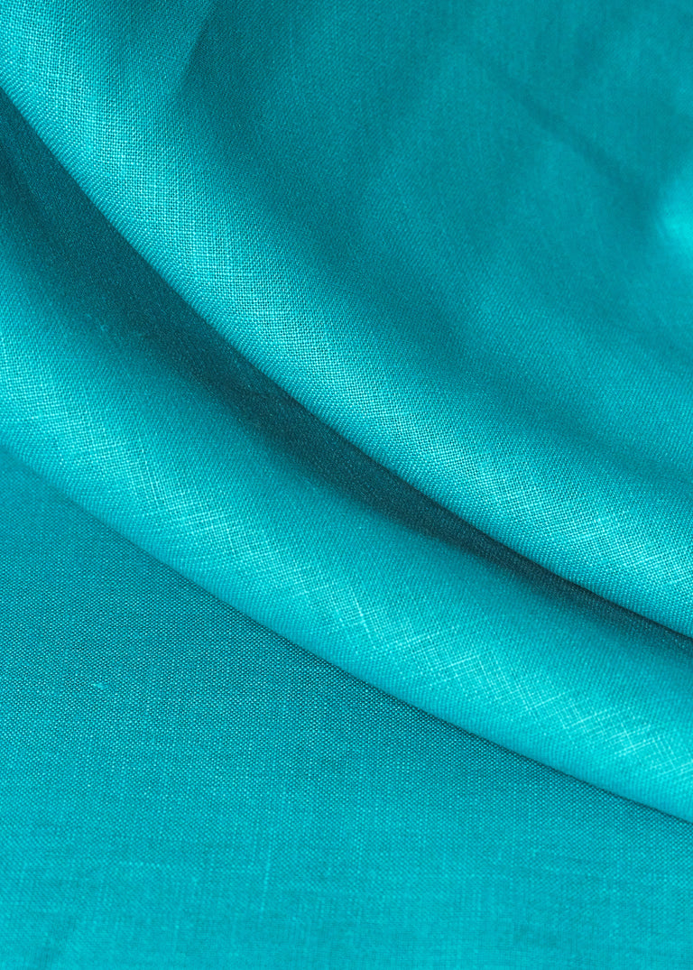 1 Yard Pure Linen Fabric Turquoise Midweight Solid 7 oz 56 Inches Wide