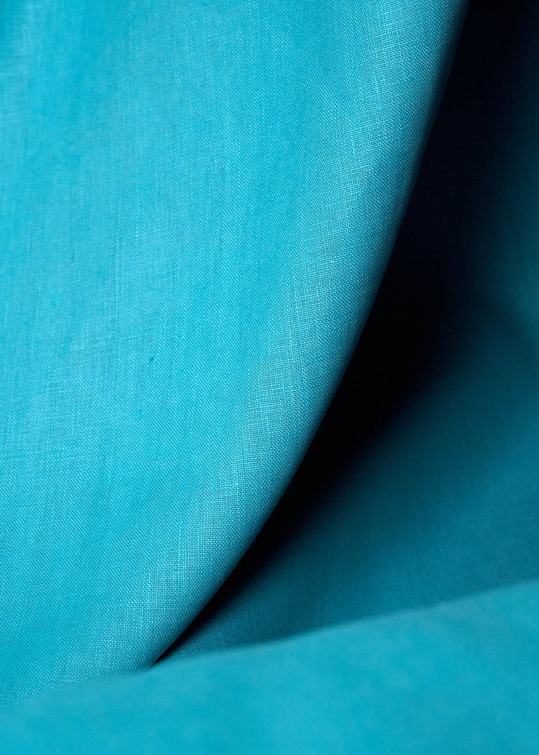 1 Yard Turquoise Pure Linen Fabric, Stone Washed Softened Midweight 5.5 oz 54 Inches Wide