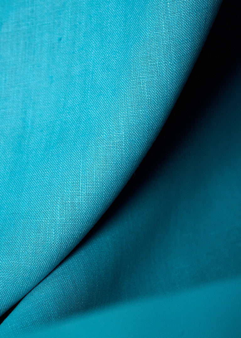 1 Yard Turquoise Pure Linen Fabric, Stone Washed Softened Midweight 5.5 oz 54 Inches Wide