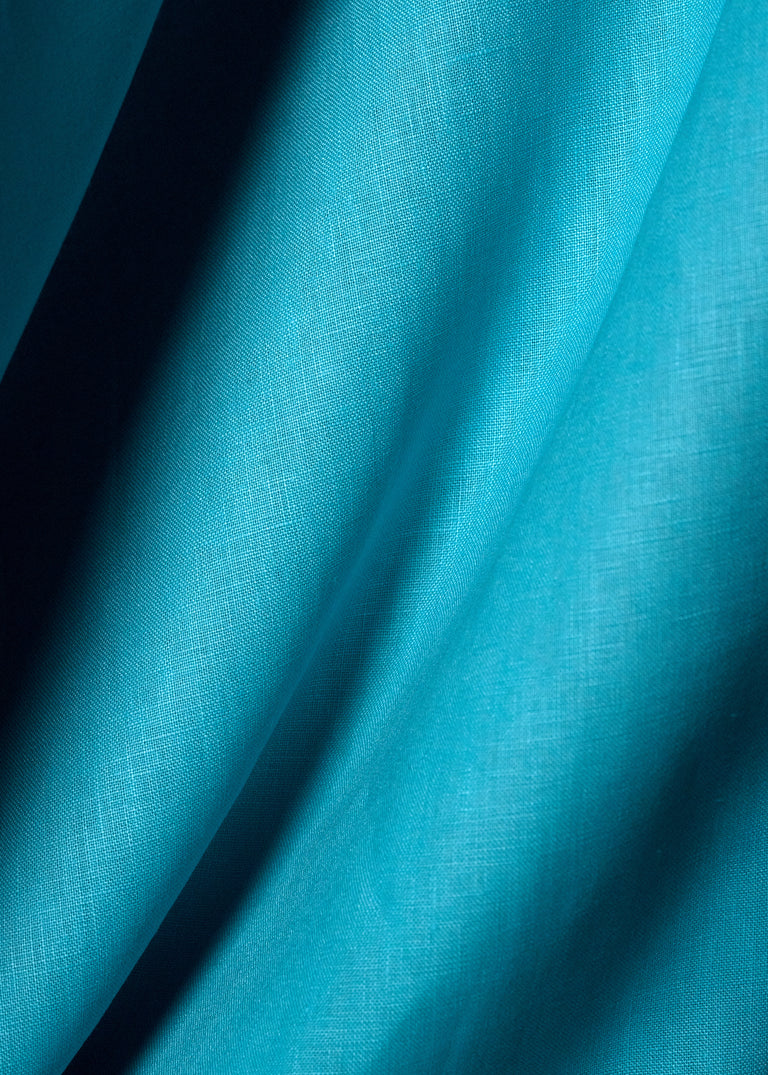 1 Yard Turquoise Pure Linen Fabric, Stone Washed Softened Midweight 5.5 oz 54 Inches Wide