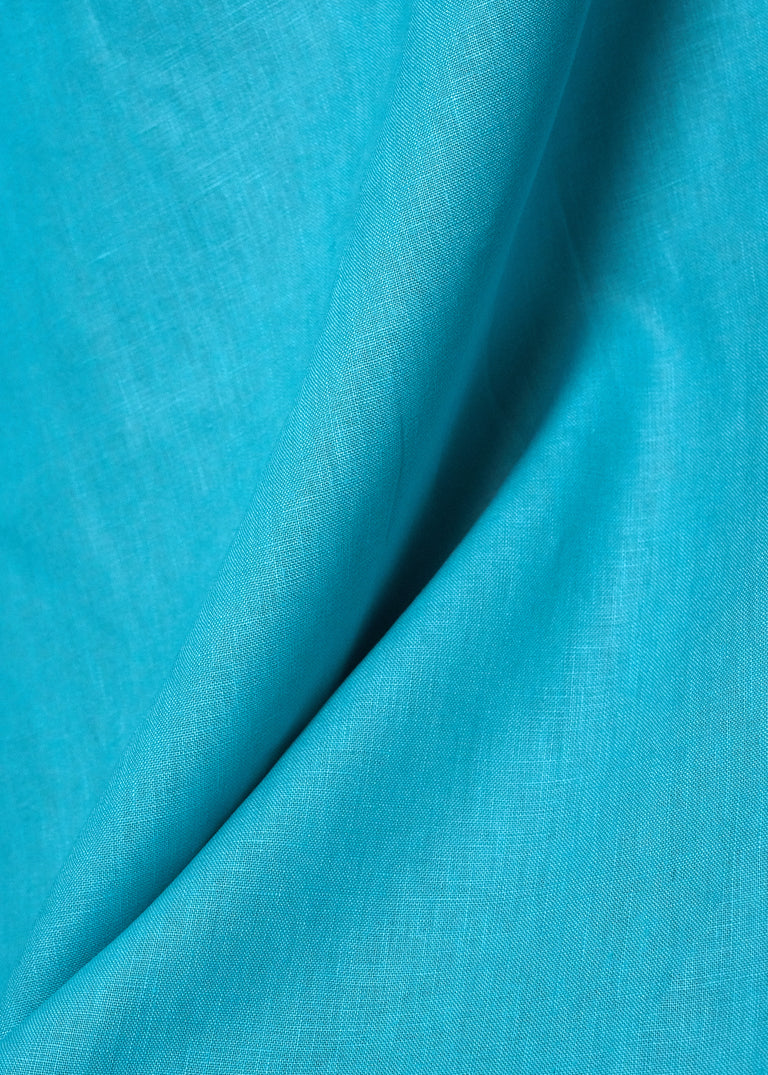 1 Yard Turquoise Pure Linen Fabric, Stone Washed Softened Midweight 5.5 oz 54 Inches Wide