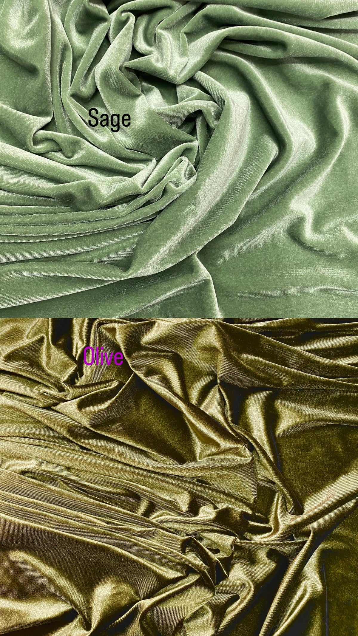 Sage Stretch Velvet Fabric - Sage, Stretch Velvet, 58"-60" Width (1 Yard)