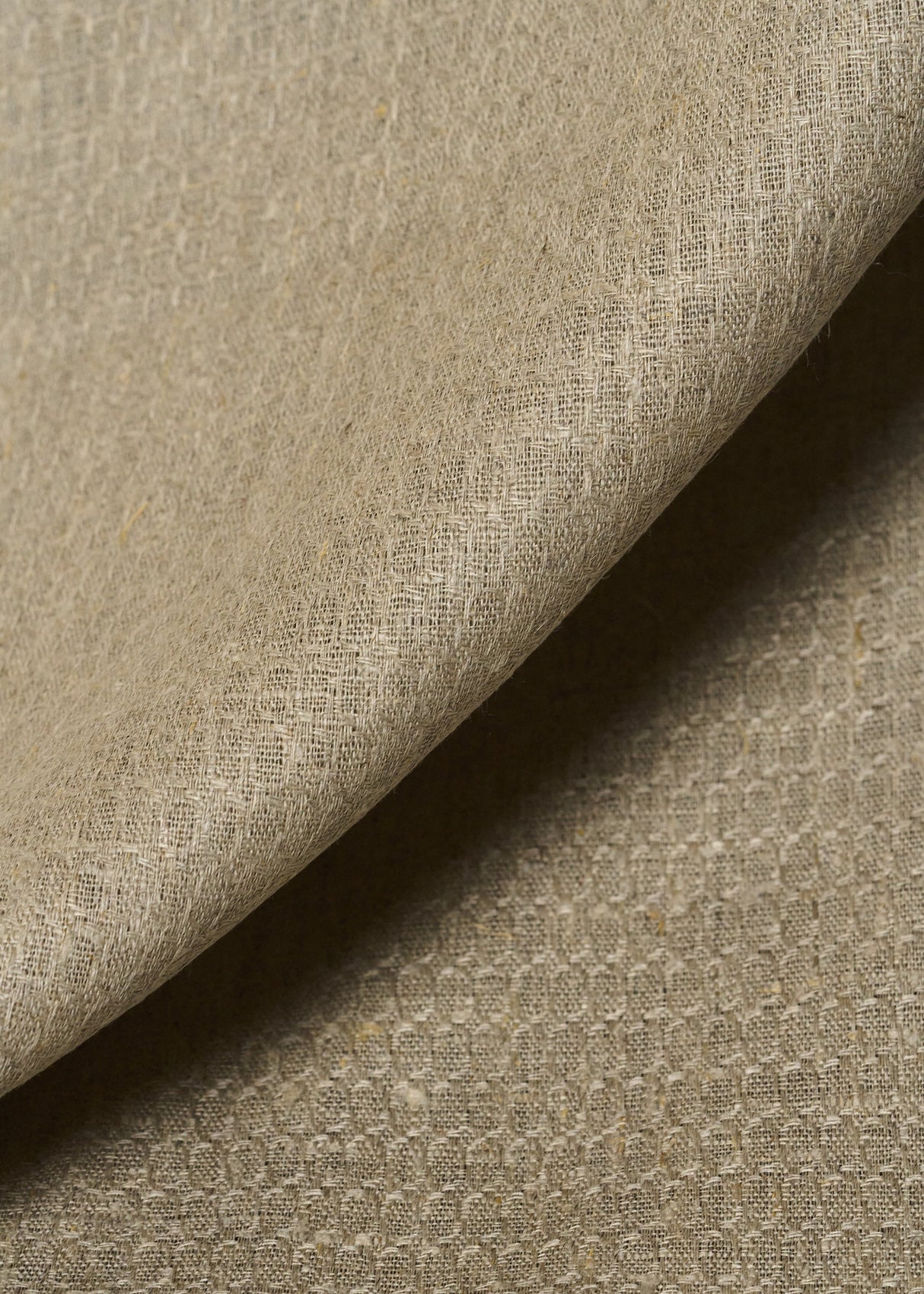 1 Yard Pure Linen Natural Hexagon Jacquard Fabric 60" Width