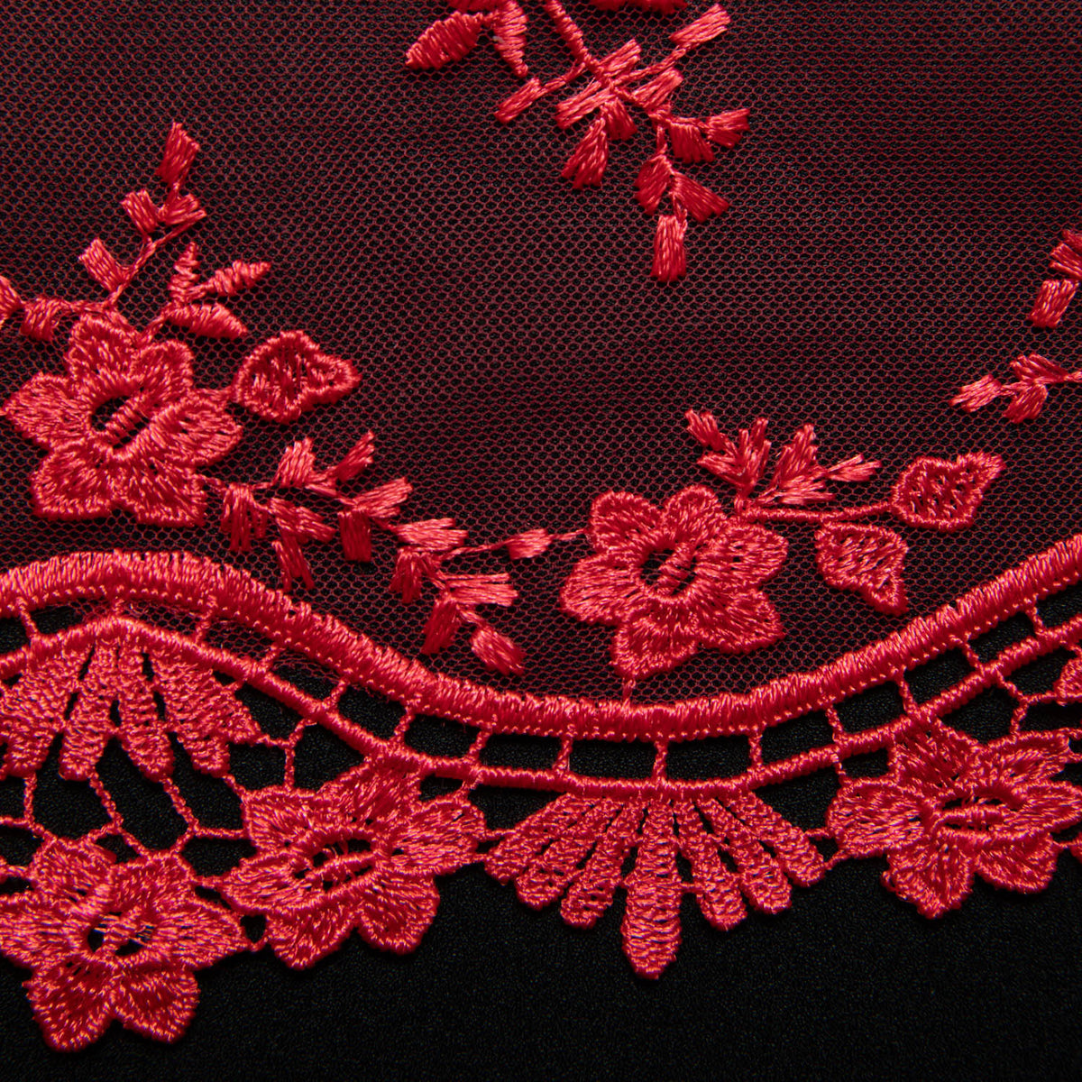 1 Yard Elegant Embroidered Lace Fabric with Delicate Floral Design 52" Wide