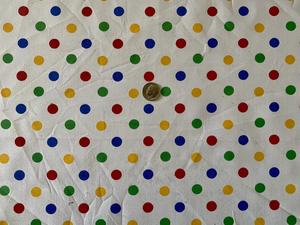 1 Yard Multi-Color Small Polka Dot Poly Cotton Fabric for Crafts Bedding Sewing Masks 60" Width