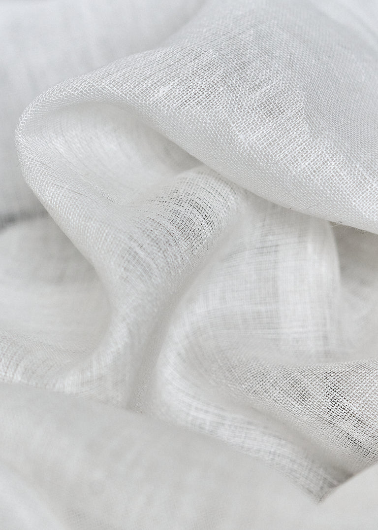 1 Yard White Pure Linen Gauze Fabric Softened Lightweight 56 Inches Wide