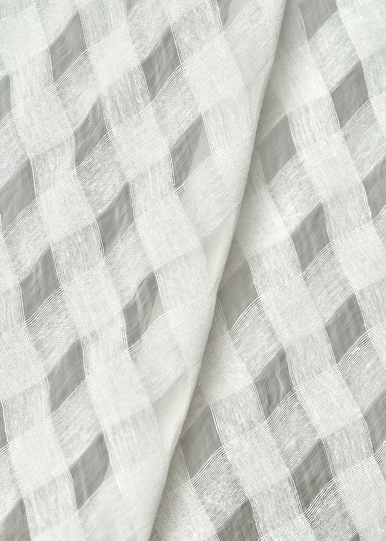 1 Yard White Linen Rayon Spirit 1 Inch Checker Mesh Fabric Lightweight 60 Inch Width