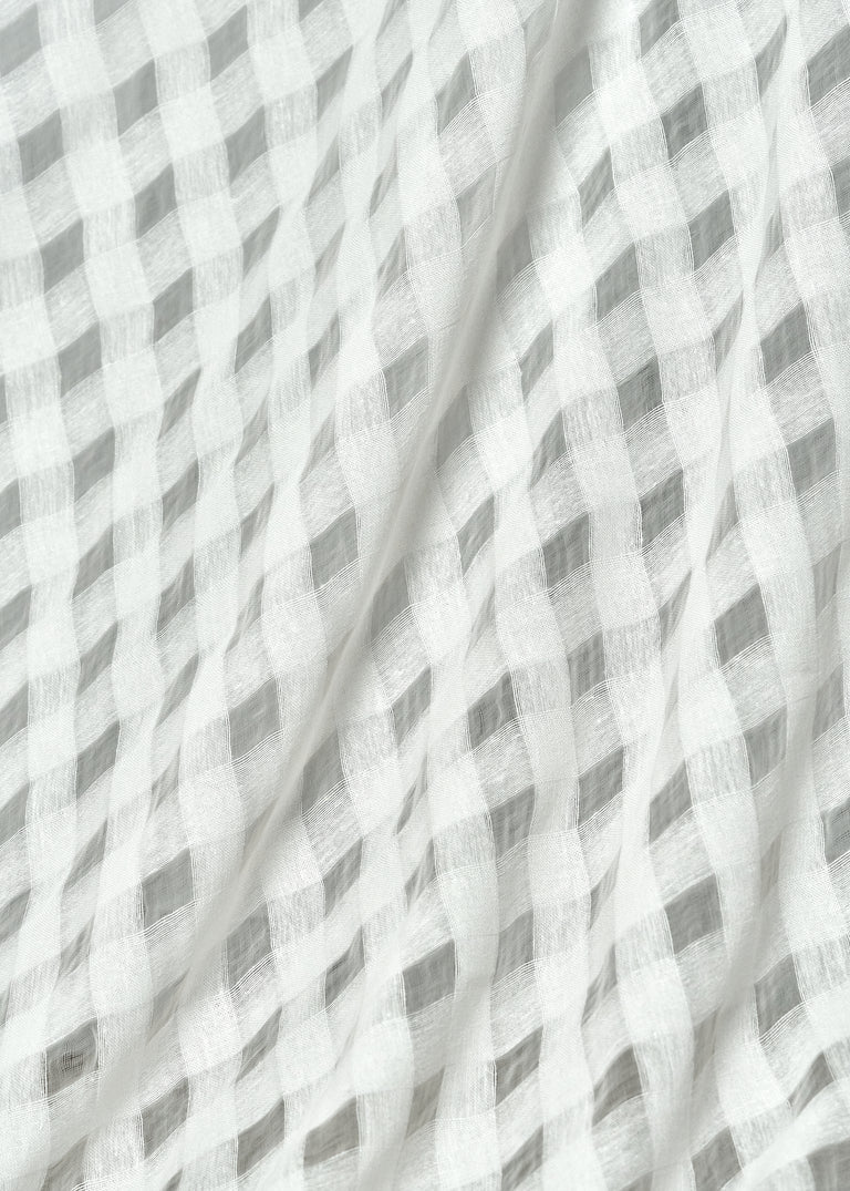 1 Yard White Linen Rayon Spirit 1 Inch Checker Mesh Fabric Lightweight 60 Inch Width