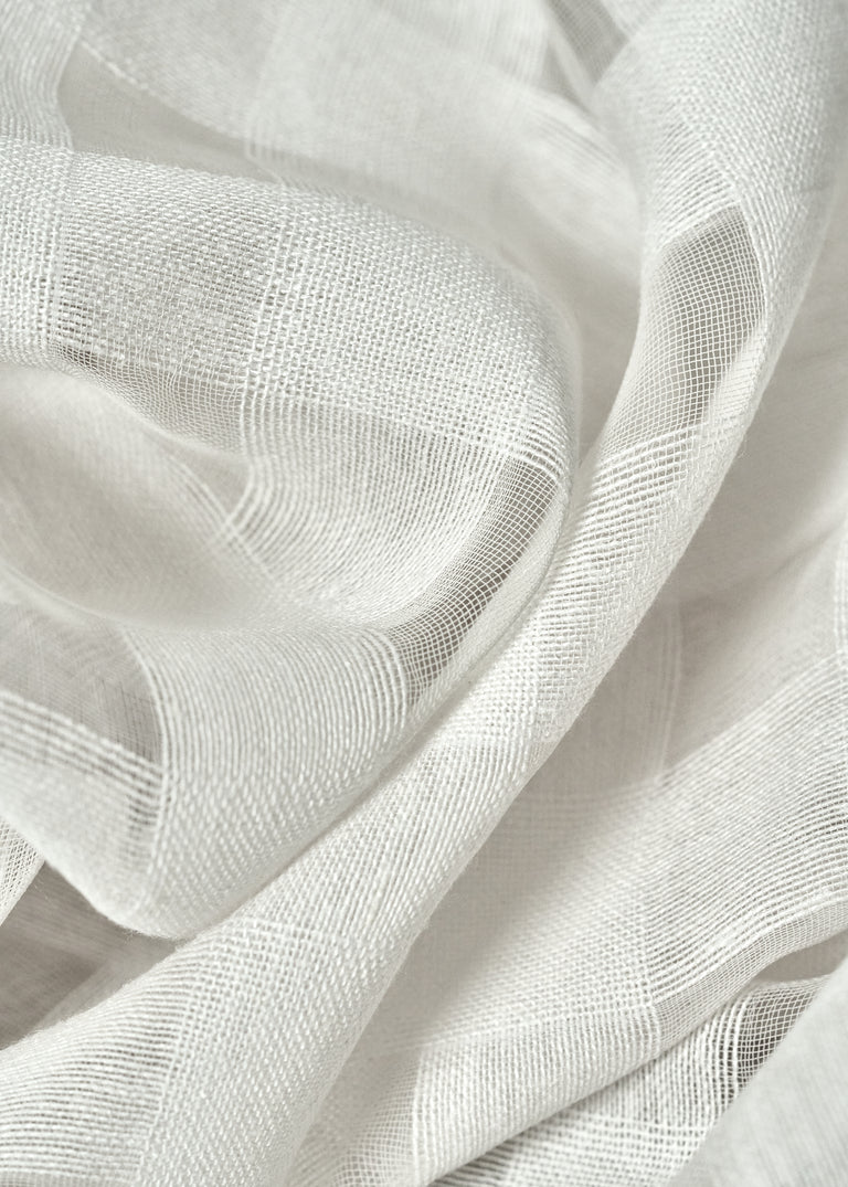 1 Yard White Linen Rayon Spirit 1 Inch Checker Mesh Fabric Lightweight 60 Inch Width