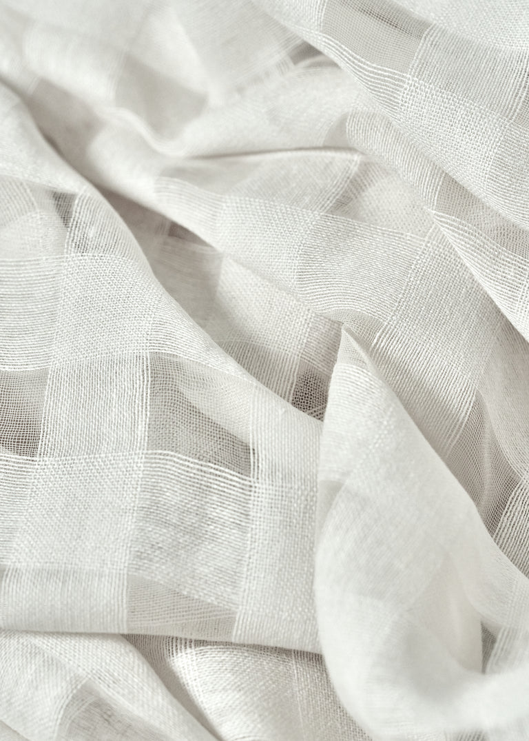 1 Yard White Linen Rayon Spirit 1 Inch Checker Mesh Fabric Lightweight 60 Inch Width