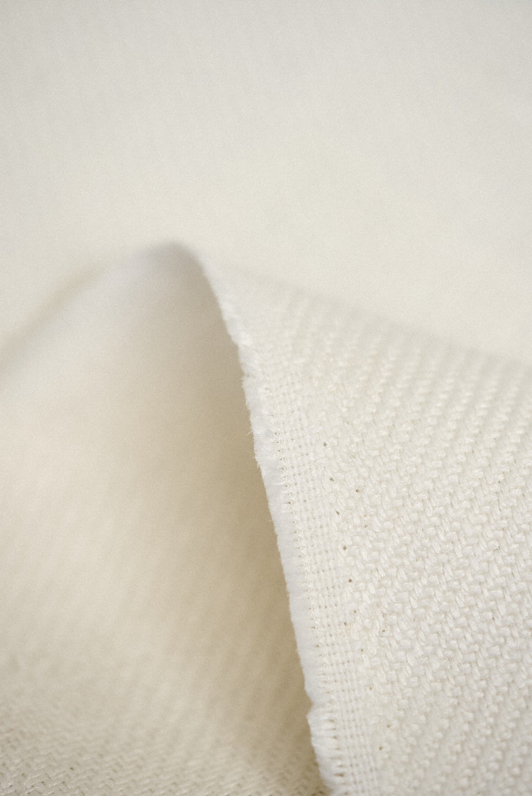 1 Yard Solid White Heavyweight Pure Linen Twill Fabric 18.5 oz Flat 54 Inches Wide