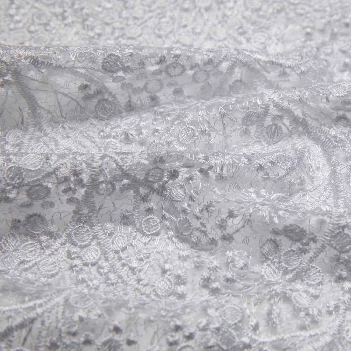1 Yard Spider Mesh Lace Fabric with Embroidery and Beautiful Intricate Pattern, 52" Wide