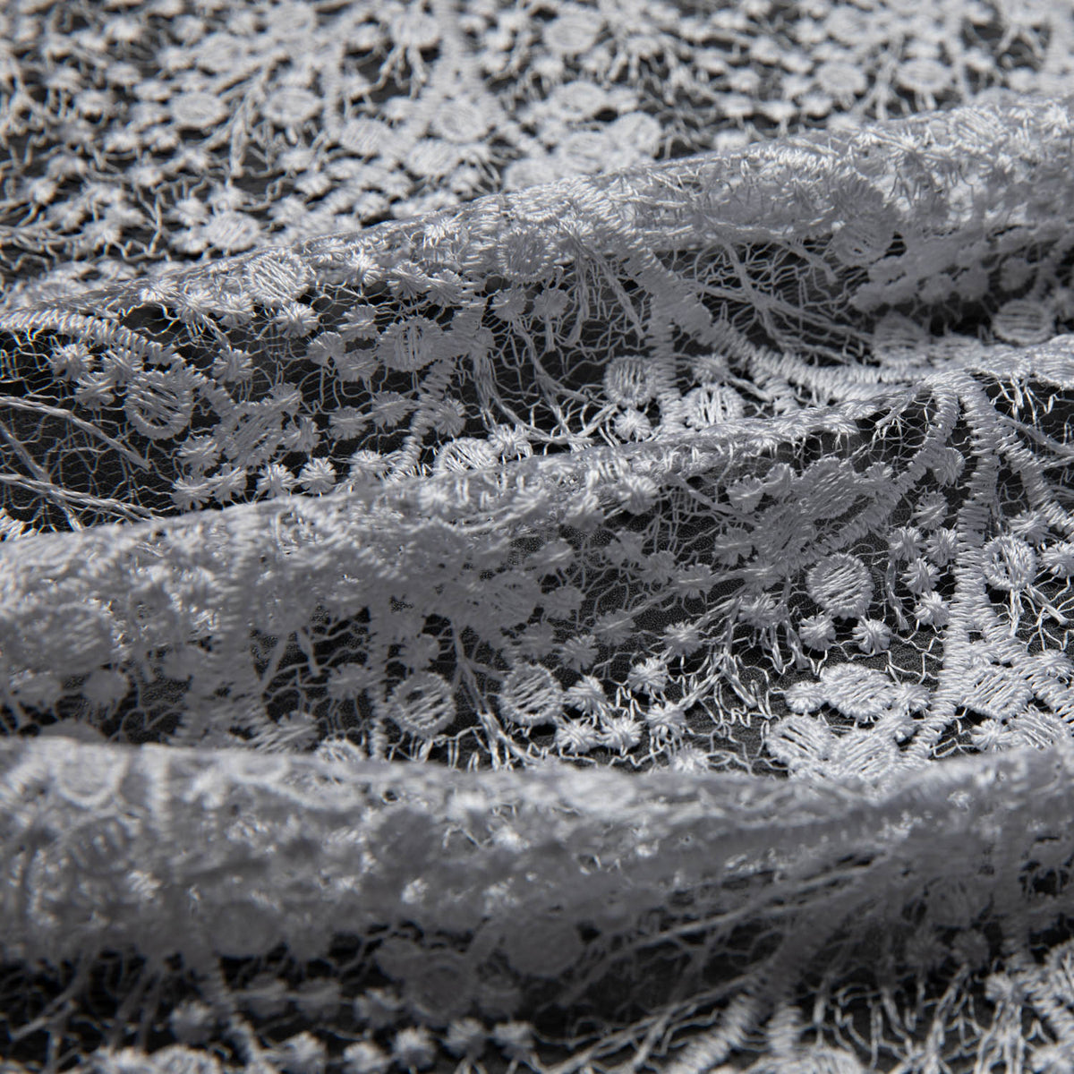 1 Yard Spider Mesh Lace Fabric with Embroidery and Beautiful Intricate Pattern, 52" Wide