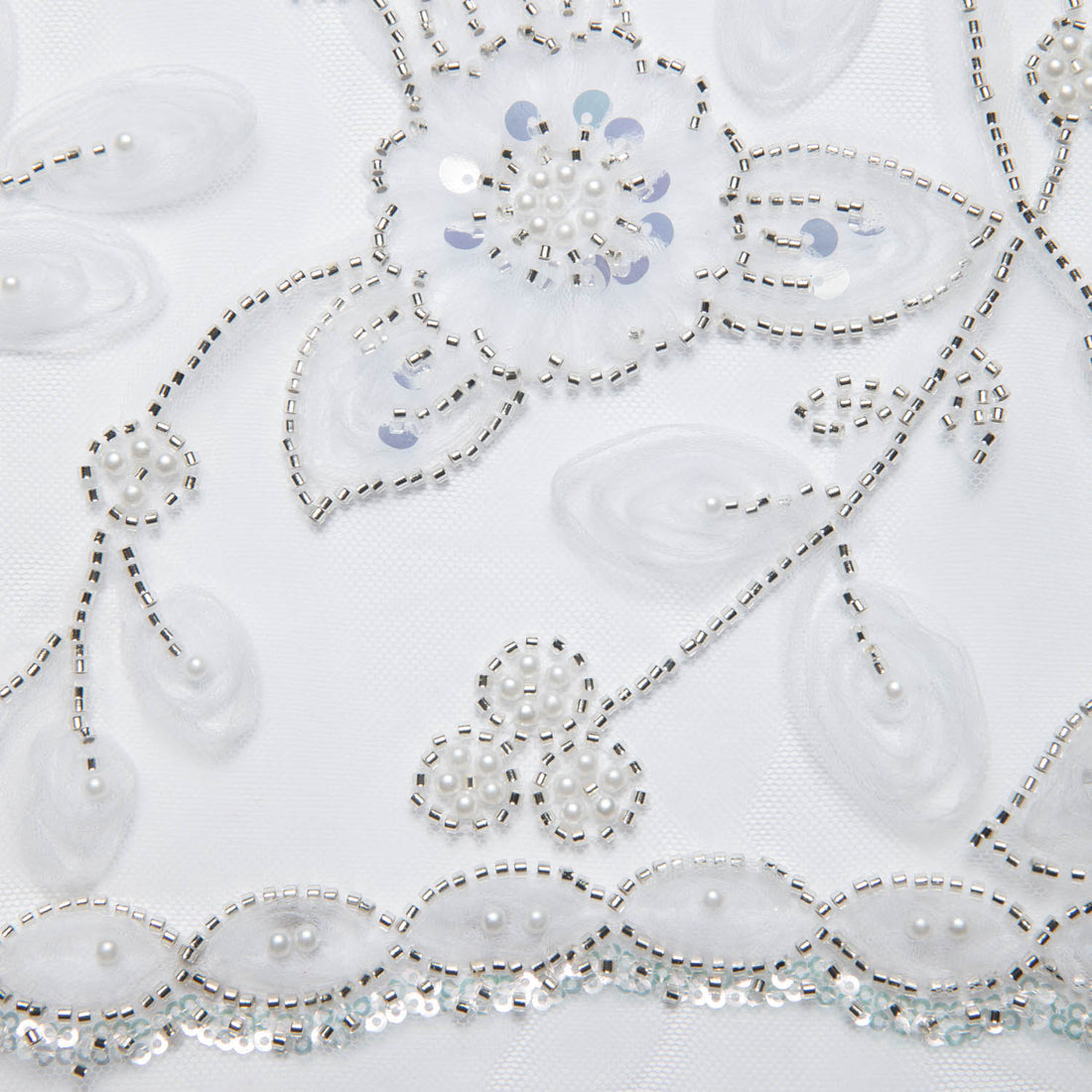 1 Yard Ribbon and Floral Pattern Embroidered Tulle Lace Fabric 52" Wide Designer Textile