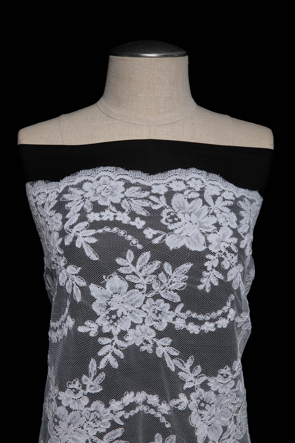 1 Yard Elegant Re-Embroidery Corded Lace Fabric, Floral Pattern, 52"/54" Wide