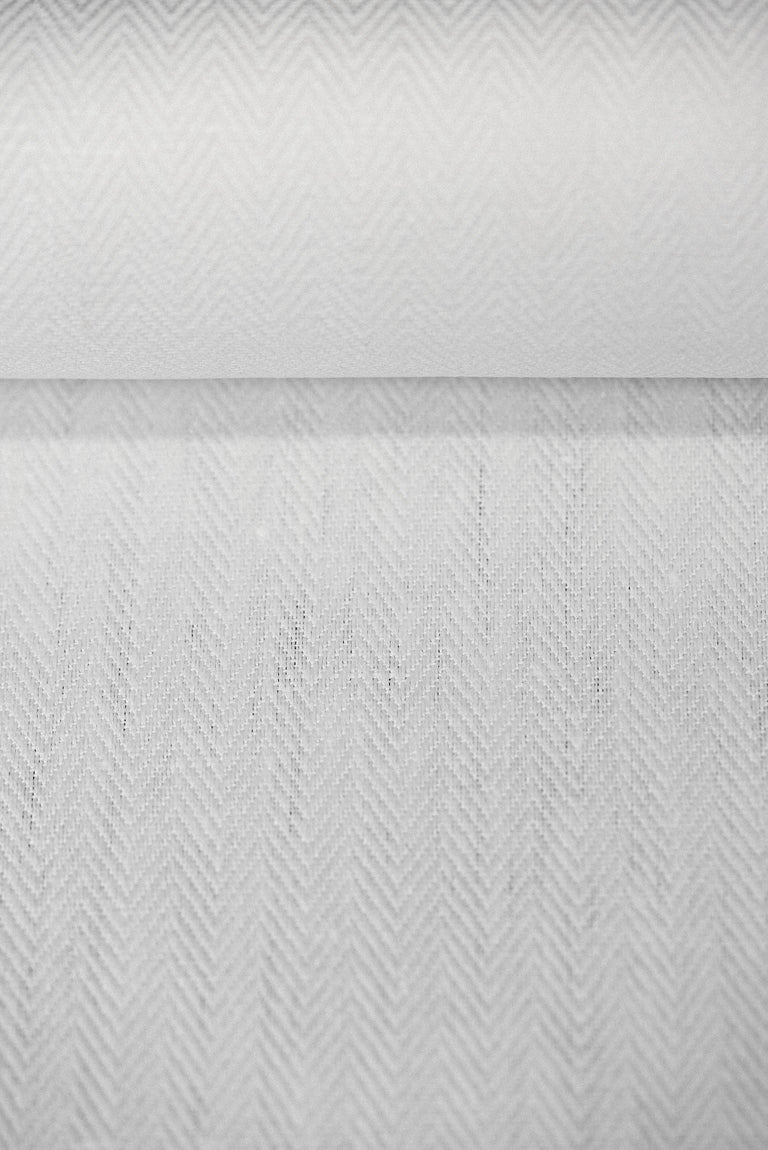1 Yard White Irish Linen Herringbone Premium Natural Sewing Fabric 57" Width