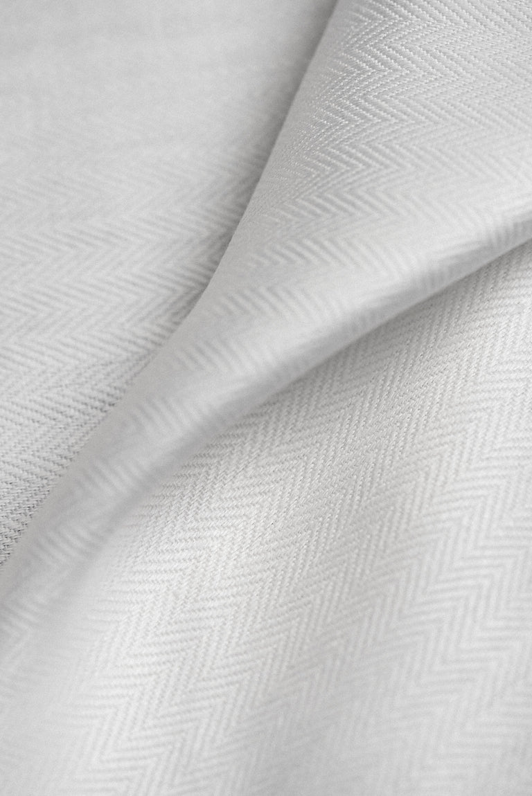 1 Yard White Irish Linen Herringbone Premium Natural Sewing Fabric 57" Width