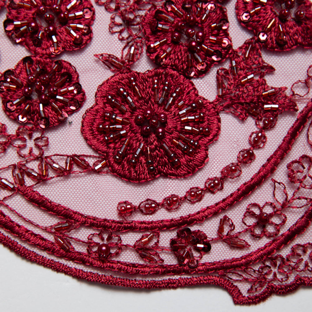 1 Yard Embroidered Tulle Lace Fabric with Elegant Intricate Design, 52" Wide