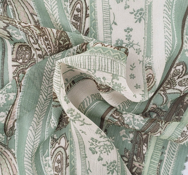 Yoryu Chiffon Reseda Green 1 Yard Lightweight 100% Polyester Sheer Fabric, 56/58" Wide, Ideal for Apparel